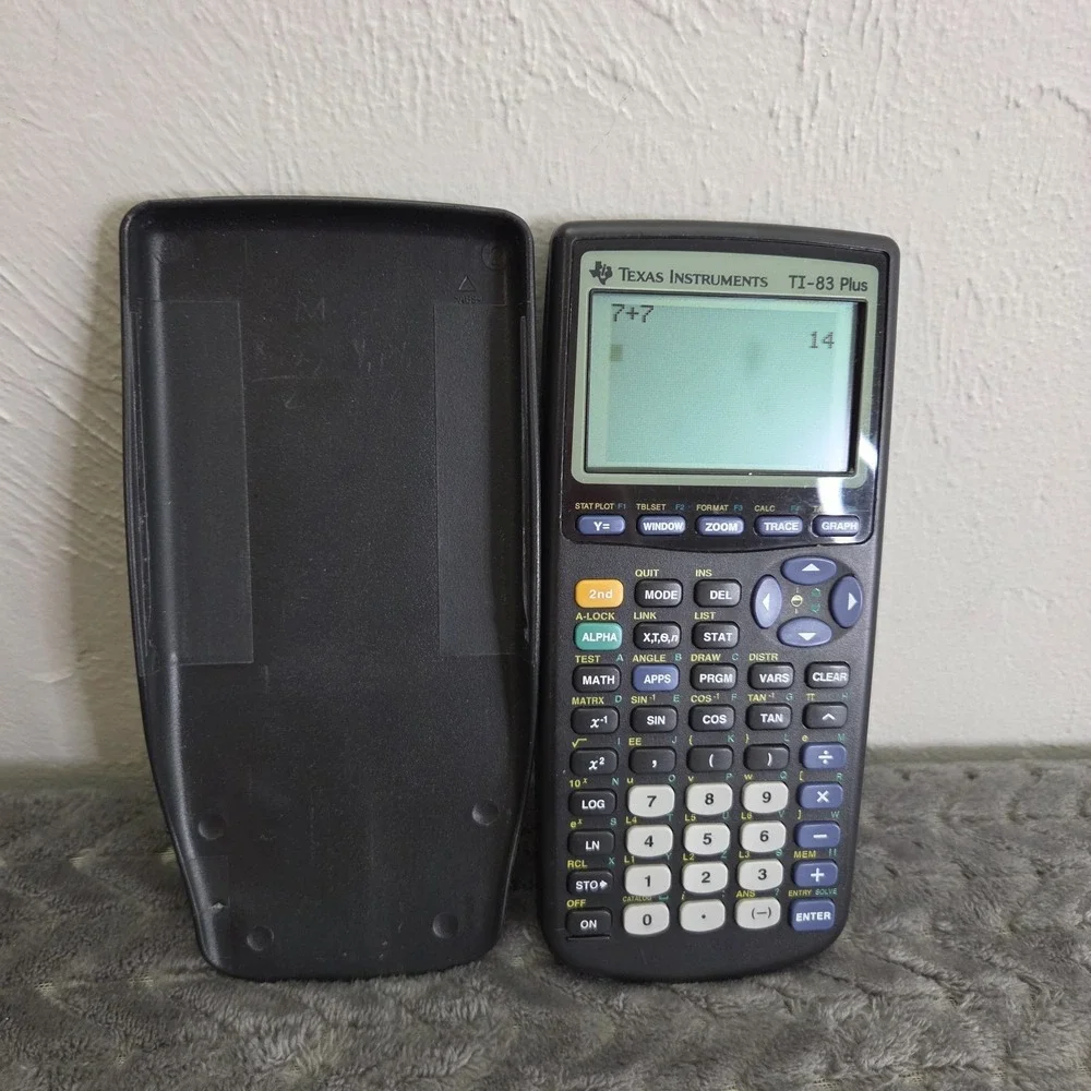 Texas Instruments T1-83 Plus Graphing Calculator Cover Tested Working Black
